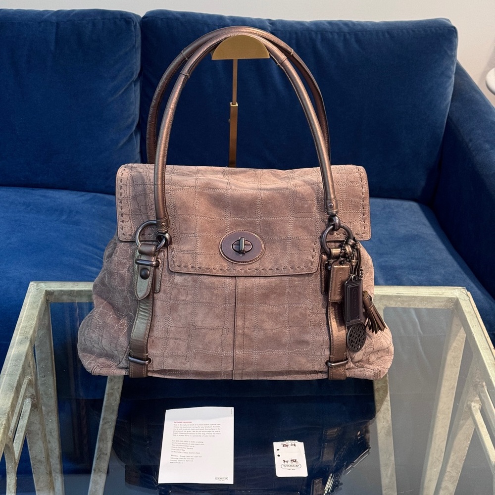 Coach Limited Edition Hamptons Taupe Suede Shoulder Bag